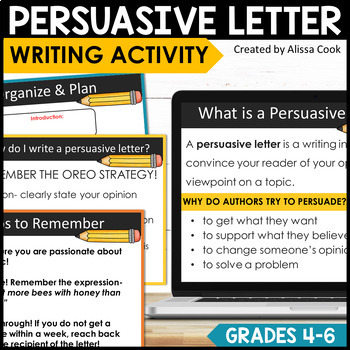 Preview of Persuasive Letter Writing Unit | Persuasive Letter Template & Graphic Organizer