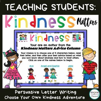 Preview of Persuasive Letter Writing for Kindness Matters Choose Your Own Character 
