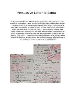 Preview of Persuasive Letter to Santa - Writing and Rubric