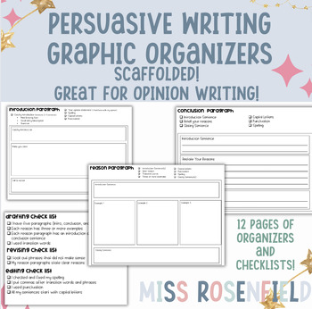 Preview of Persuasive / Opinion Writing Graphic Organizers and Checklists! | Scaffolded!