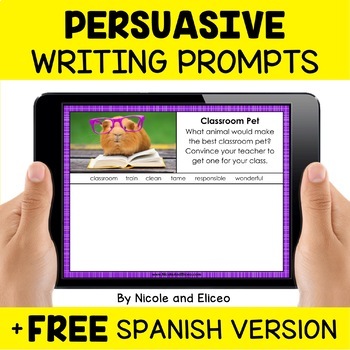 Preview of Digital Persuasive Opinion Writing for Google Classroom + FREE Spanish