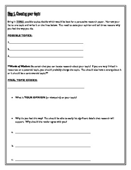 research paper guidelines for middle school