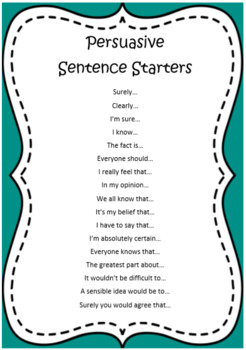 persuasive speech sentence starters