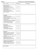 Persuasive Speech Evaluation Grading sheet