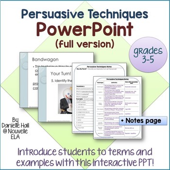 Preview of Persuasive Techniques PowerPoint (grades 3-5) - Media Literacy activity