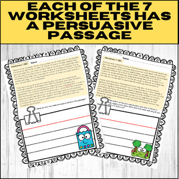 persuasive essay comprehension worksheets
