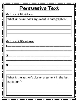 Preview of Persuasive Text Graphic Organizer