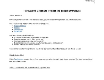Preview of Persuasive Toulmin Model Brochure Project (RUBRIC & GRAPHIC ORGANIZER INCLUDED!)