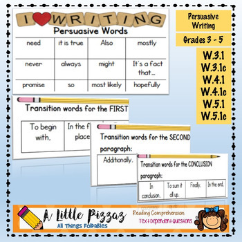 Preview of Persuasive Writing Linking Words & Transitions List