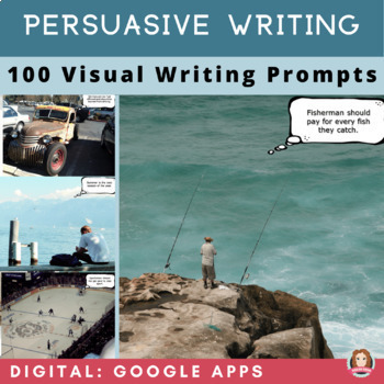 Preview of Persuasive Writing 100 Visual Writing Prompts with pictures | Google Slides 