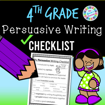 Preview of Persuasive Writing Checklist (4th grade standards-aligned) - PDF and digital!!