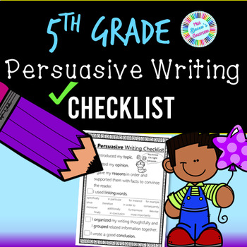 Preview of Persuasive Writing Checklist (5th grade standards-aligned) - PDF and digital!!