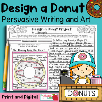 Preview of Persuasive Writing Donut Theme - Design a Donut Project - Art and Writing