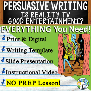 Preview of Persuasive Writing Prompt, Persuasive Essay Graphic Organizer - Reality TV
