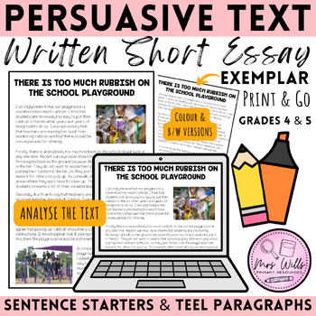 Preview of Persuasive Short Essay Written Example | Rubbish on the Playground | Grade 4-5