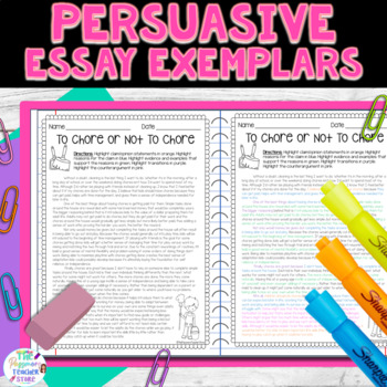Preview of Persuasive Writing Exemplar Original Mentor Texts | Chores and Recess Debate