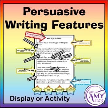 Persuasive Writing Features - Display or Activity by Mrs Amy123 | TpT