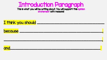 Preview of Persuasive Writing Graphic Organizer with Sentence Starters