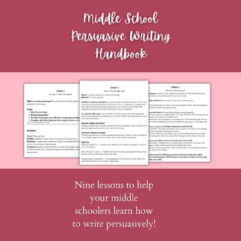 Preview of Persuasive Writing Handbook | Middle School