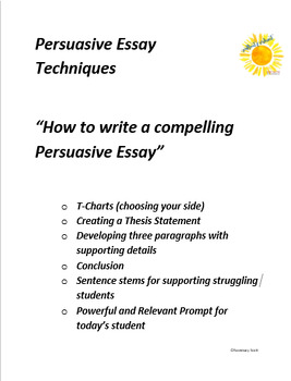 Preview of Persuasive Writing - How to Teach Students to Easily Write a Persuasive Essay