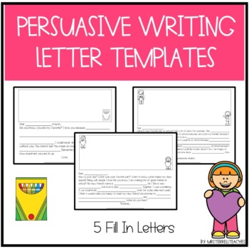 Preview of Persuasive Writing Letter Templates Author's Purpose Kindergarten 1st Grade