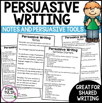 Preview of Persuasive Writing Notes - Sentence Starters and Tools
