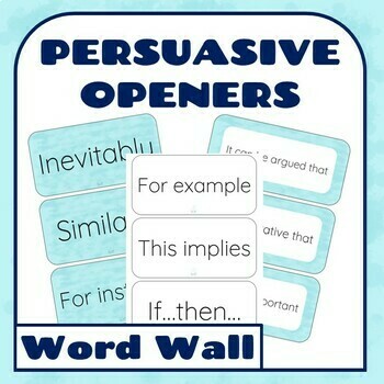 Preview of Persuasive Writing Openers Bulletin Board Display 4 Different Styles for VCOP