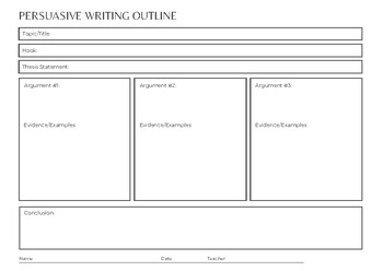 Preview of Persuasive Writing Outline Template