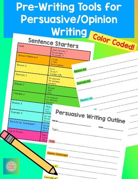 Preview of Persuasive Pre Writing Tools: Outline and Sentence Starters