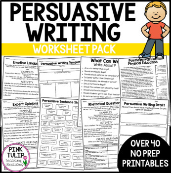 Preview of Persuasive Writing Worksheet Pack - No Prep Lesson Ideas