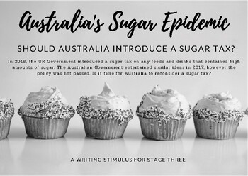 Preview of Persuasive Writing Prompt - Should Australia Introduce a Sugar Tax? (B&W)