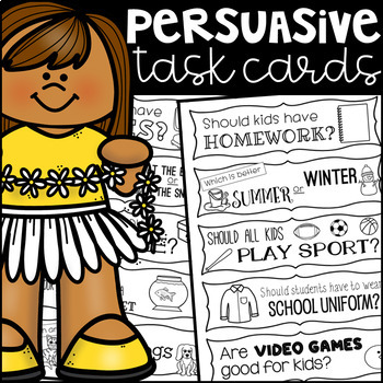 Preview of Persuasive Opinion Writing Prompt Task Cards - Black and White Ink Friendly