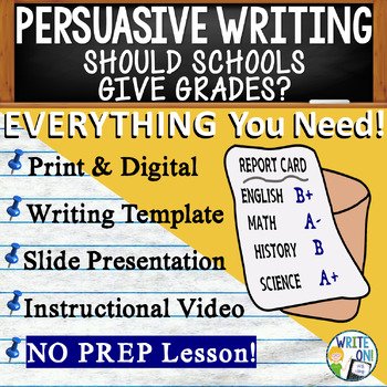 Preview of Persuasive Writing Prompt, Persuasive Writing Graphic Organizer Grades in School