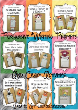 Preview of Persuasive Writing Prompts and Craft Activities