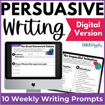 Preview of Persuasive Writing Prompts for Weekly Paragraph Writing - DIGITAL