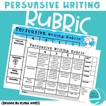 Preview of Persuasive Writing Rubric