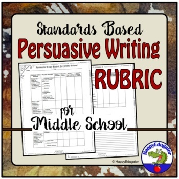 Preview of Persuasive Writing Rubric Based on Standards
