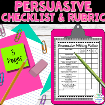 Preview of Persuasive Writing Rubric & Checklist | Persuasive Essay