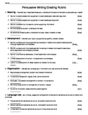 Persuasive  Writing Scoring Sheet