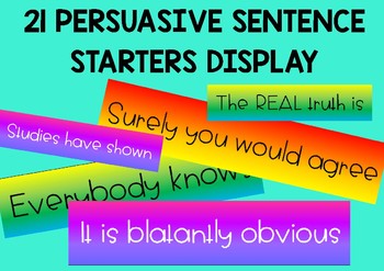 Preview of Persuasive Writing Sentence Starters Posters