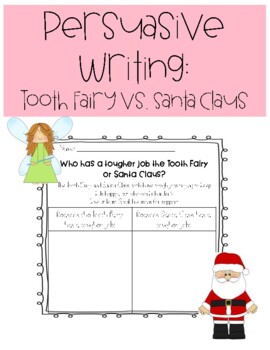 Preview of Persuasive Writing: Tooth Fairy vs. Santa Claus