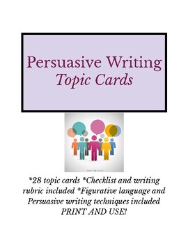 Preview of Persuasive Writing Topic Cards