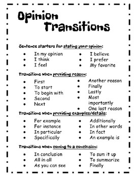 Persuasive essay transition words