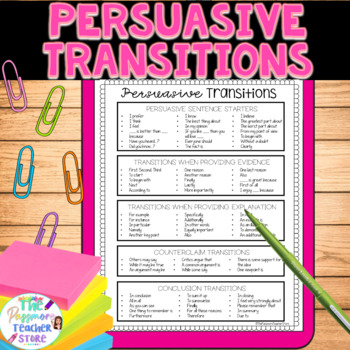 Preview of Persuasive Writing Transitions & Linking Words
