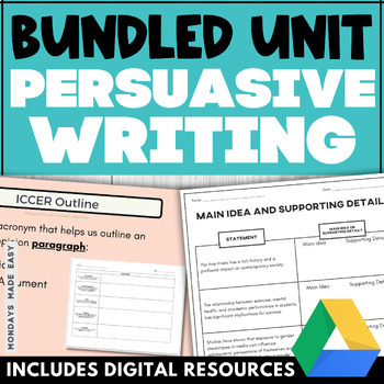 Preview of Persuasive Writing Unit - Lesson, Graphic Organizer, Essay Topics, and Rubric