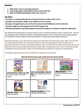 Preview of Persuasive Writing Using Picture Books