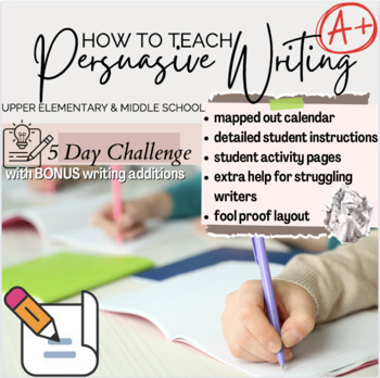 Preview of Persuasive Writing for middle school and high school beginner authors