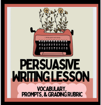 Preview of Persuasive Writing Prompts, Vocab, Worksheets, Rubric, digital & print. lesson