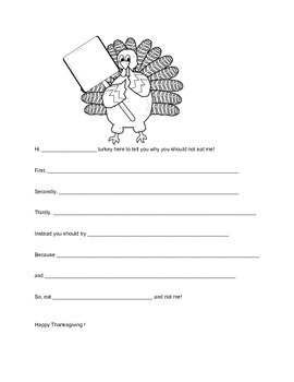 Opinion/Persuasive Writing from a Turkey's Point of View by Fun Loving ...