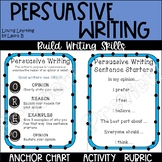 Persuasive Writing with anchor charts / posters tasks rubr